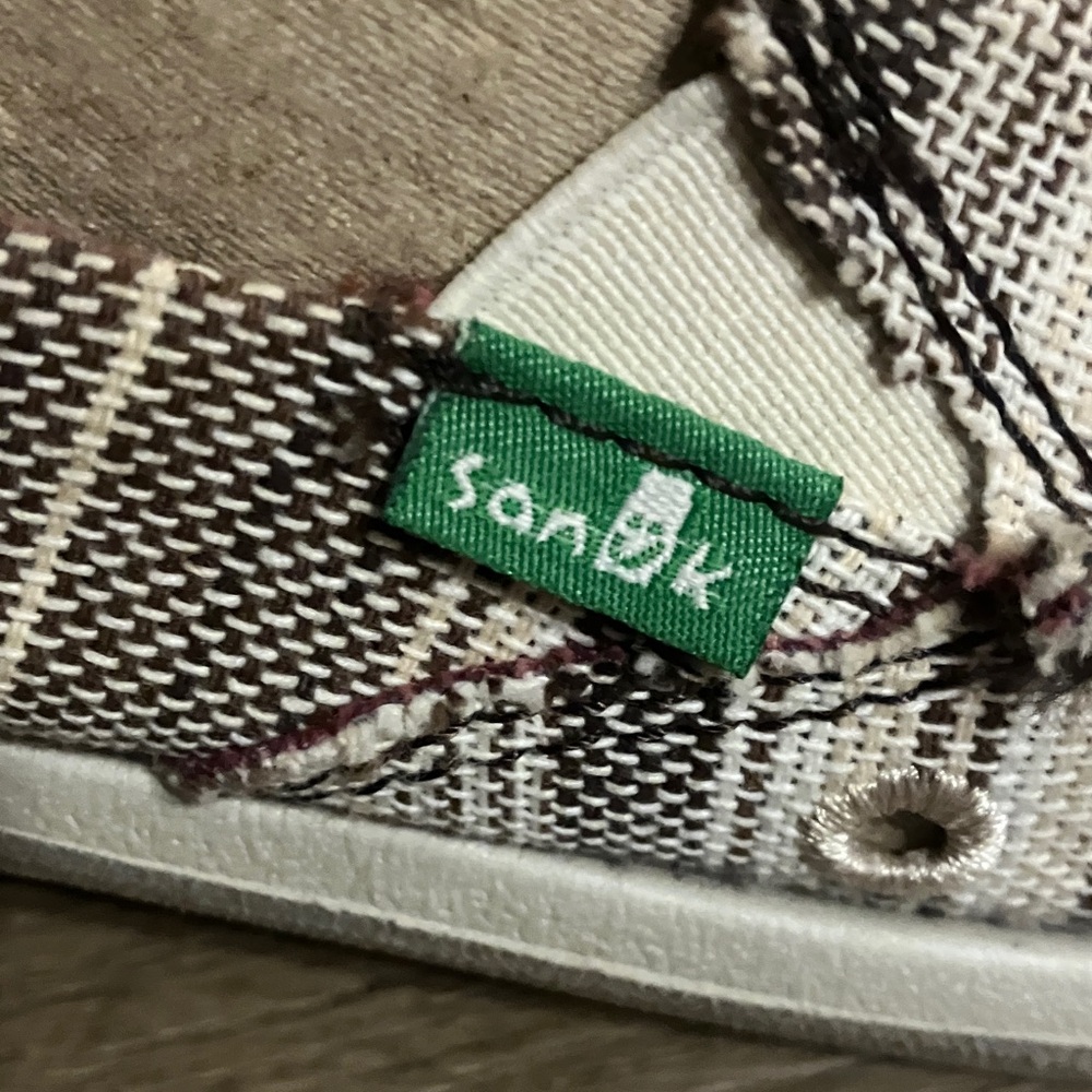Sanuk Tan and Cream Plaid Athletic Shoes